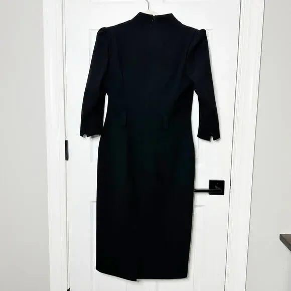 Karen Millen US 10/UK 14 Black Structured Crepe Pencil Midi Dress Career - Picture 8 of 11